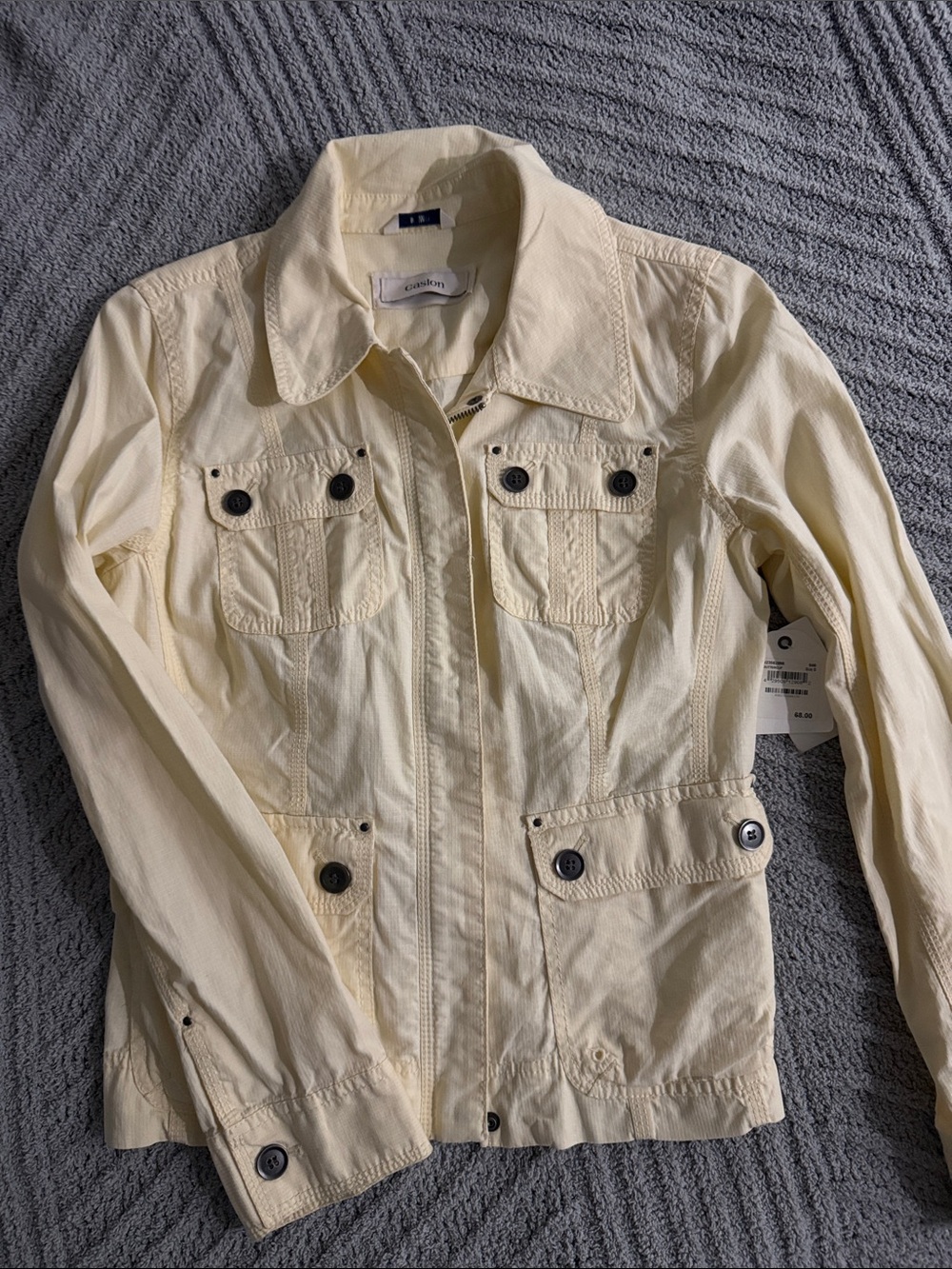 Caslon Cream Jean Jacket with Button-Flap Pockets